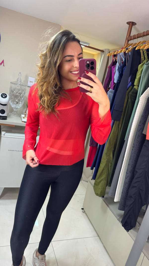 Cropped Tule Manga Longa